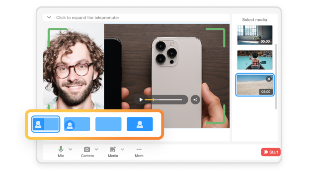 Recording anything in Visla—capture screen, face, or both with notes and live annotation.